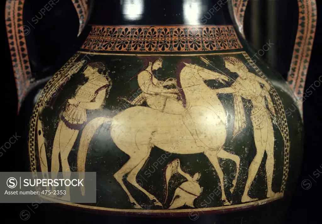 Attic White-Figure Amphora Depicting Amazons Preparing For Battle C.525-520 BC Andokides Painter (attr. to)(Greek) Ceramic Musee du Louvre, Paris, France