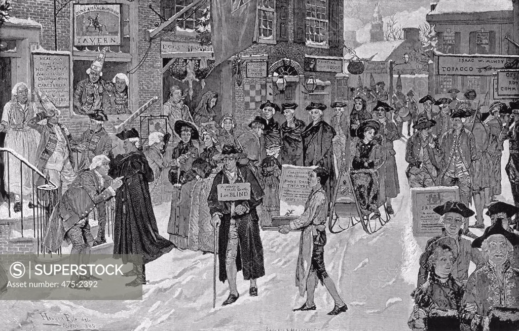 Christmas Morning In Old New York Before The Revolution 25th Dec. 1880 Pyle, Howard(1853-1911 American) Lithograph Private Collection 