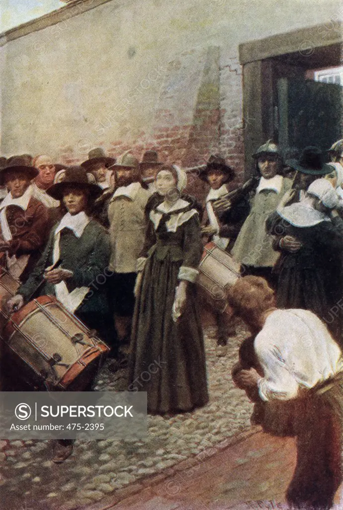 Mary Dyer On Her Way To The Scaffold  1906 Pyle, Howard(1853-1911 American) Color Lithograph Private Collection 