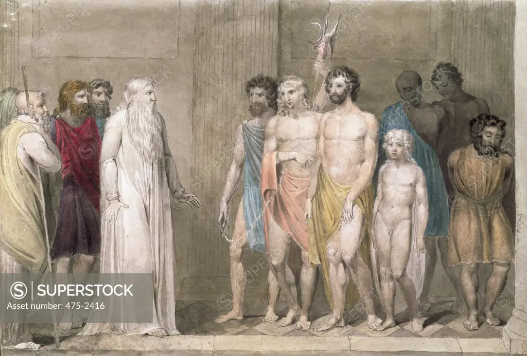 St. Gregory And The British Captives  Blake, William(1757-1827 British) Victoria & Albert Museum, London, England 