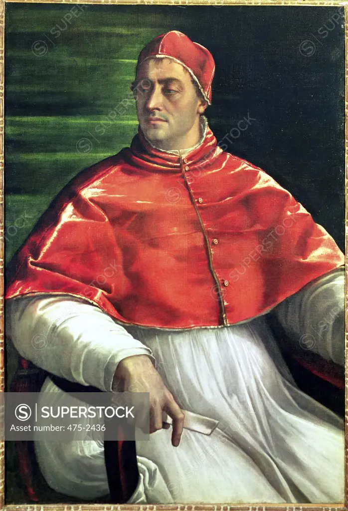 Pope Clement VII (1478-1534) 16th Century Sebastiano del Piombo (1485-1547 Italian) Oil On Canvas Galleria Nazionale de Capodimonte, Naples, Italy