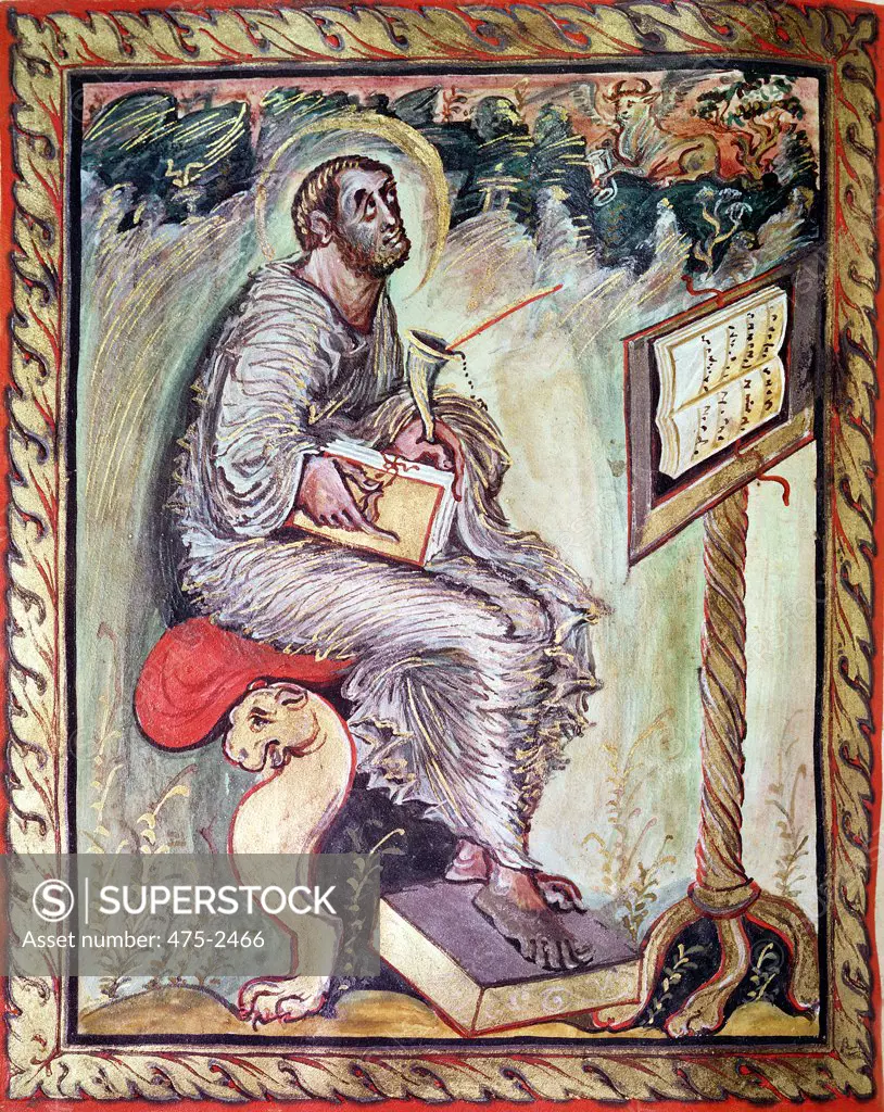 St. Luke Commissioned By Ebbo, Archbishop Of Reims 9th C. French School(- ) Vellum Bibliotheque Municipale, Epernay, France 