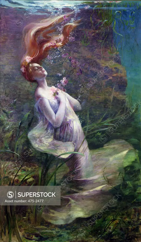 Ophelia Drowning  1895 Steck, Paul Albert(-1924 French) Oil On Canvas Musee de la Ville de Paris, France 