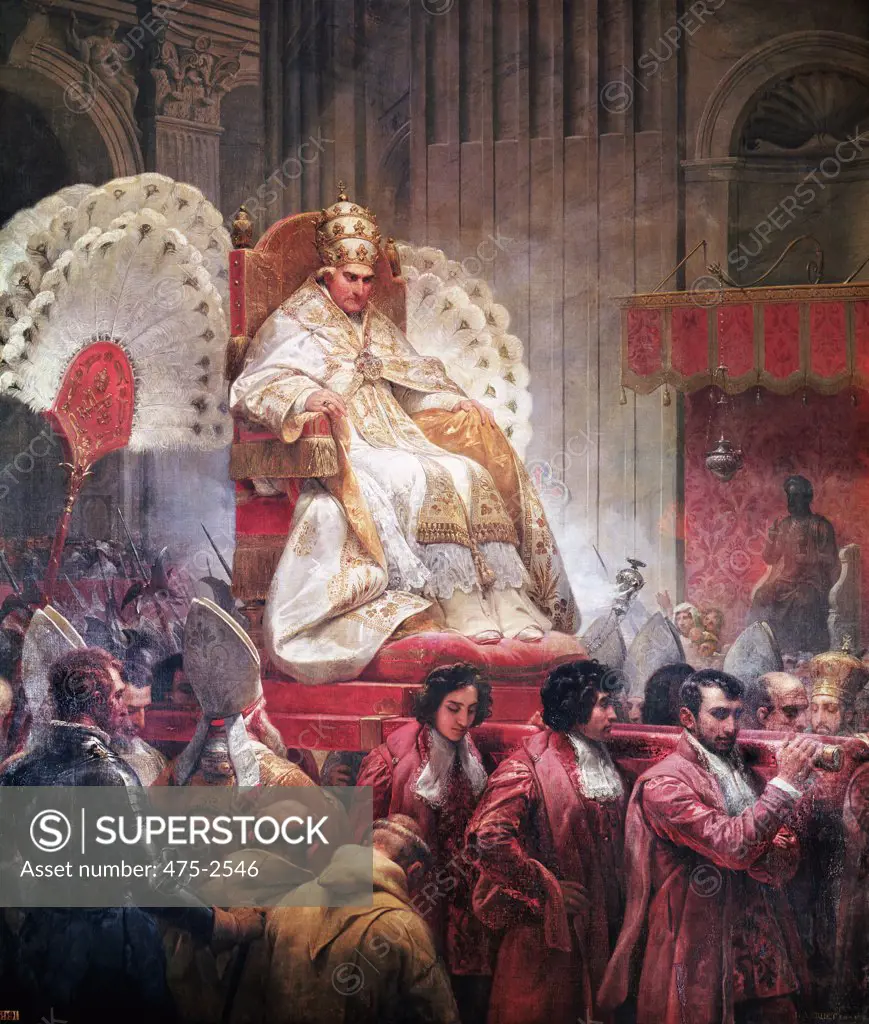 Pope Pius VIII (1761-1830) In St. Peter's On The Sedia Gestatoria Horace Vernet (1789-1863 French) Oil On Canvas Chateau de Versailles, France