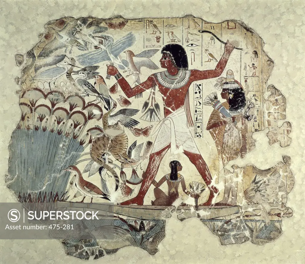 Fowling Scene Tomb of Nebanon, Thebes ca.1450 BC Egyptian Art Fresco British Museum, London