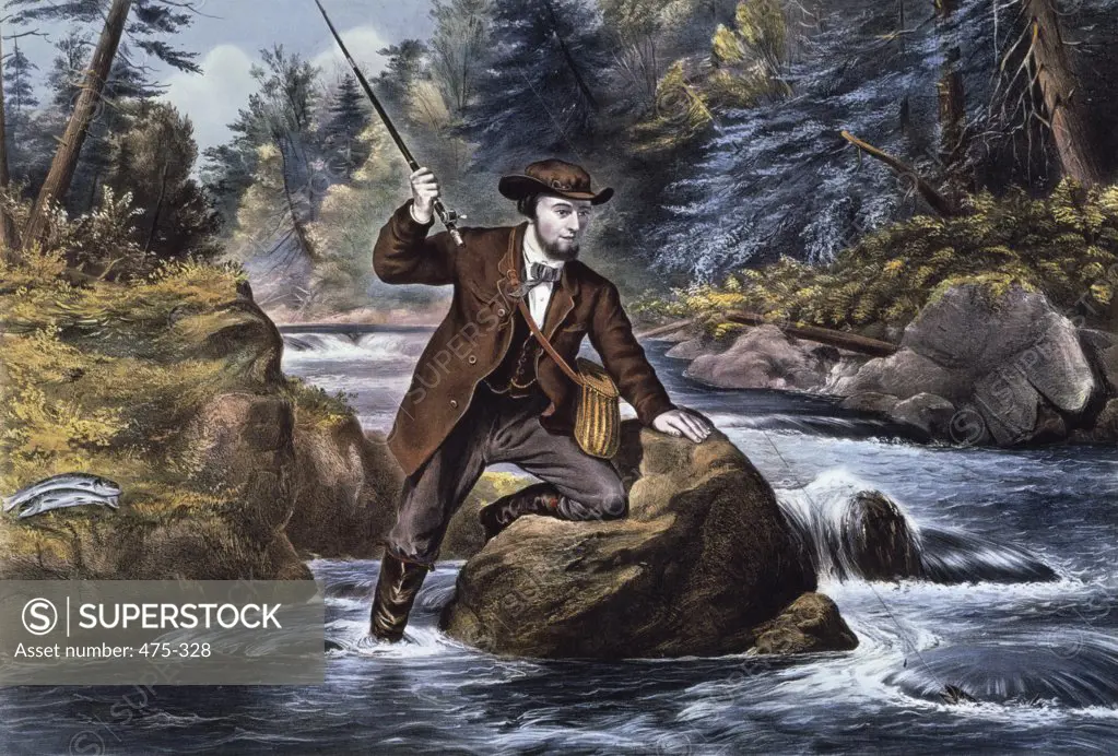 Brook Trout Fishing - An Anxious Moment 1862 Currier & Ives (active1857-1907/American) Private Collection 