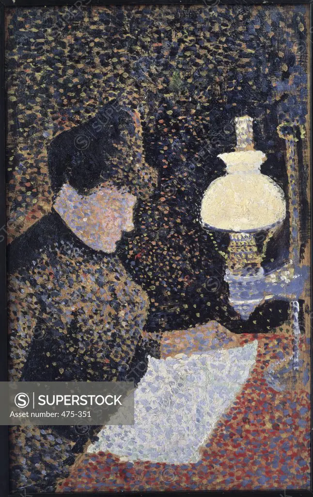Woman by Lamplight  1890 Paul Signac (1863-1935 French) Oil on panel Musee d'Orsay, Paris, France