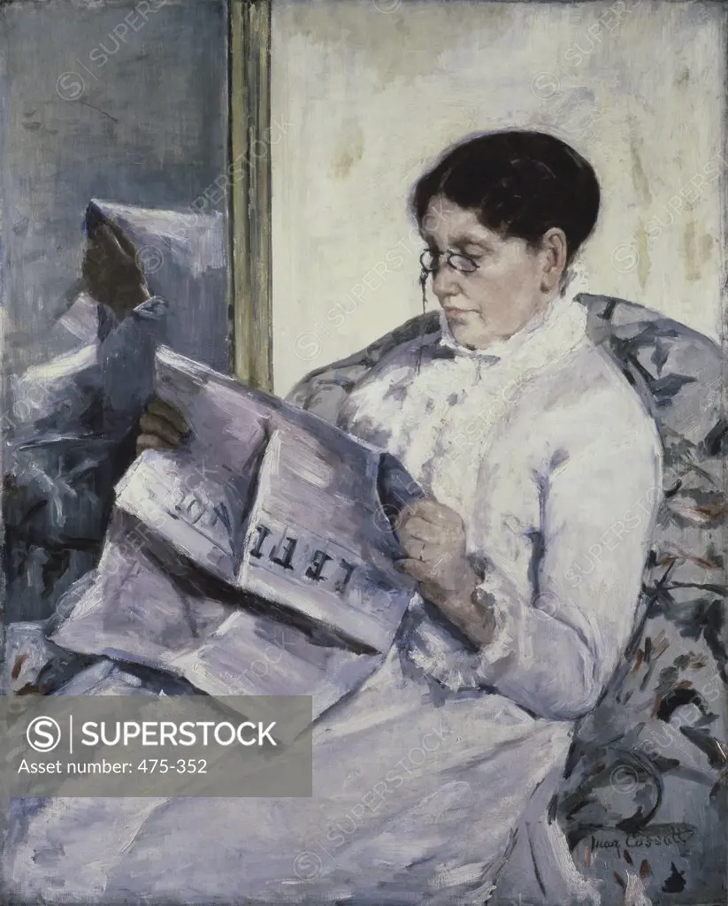 Reading Le Figaro  1878 Mary Cassatt (1845-1926 American) Oil on canvas Christie's Images, London, England