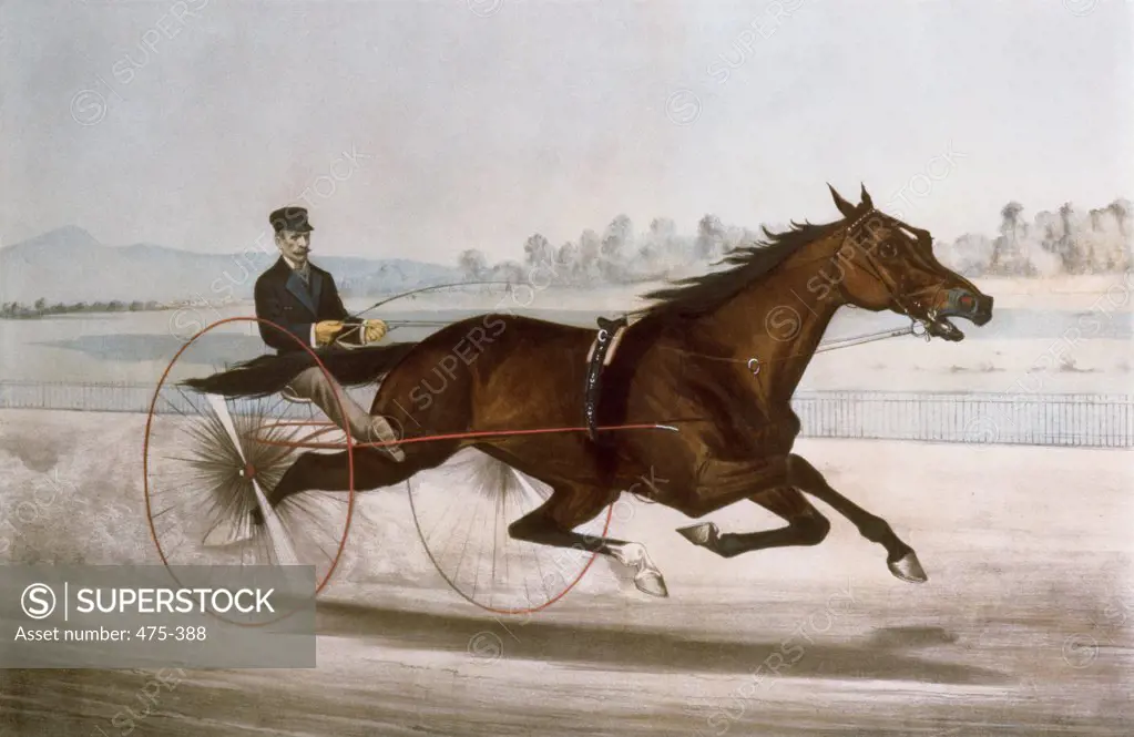 King Of The Turf: St. Julien  Currier & Ives(1834-1907 American) Hall of Trotters, New York, USA 