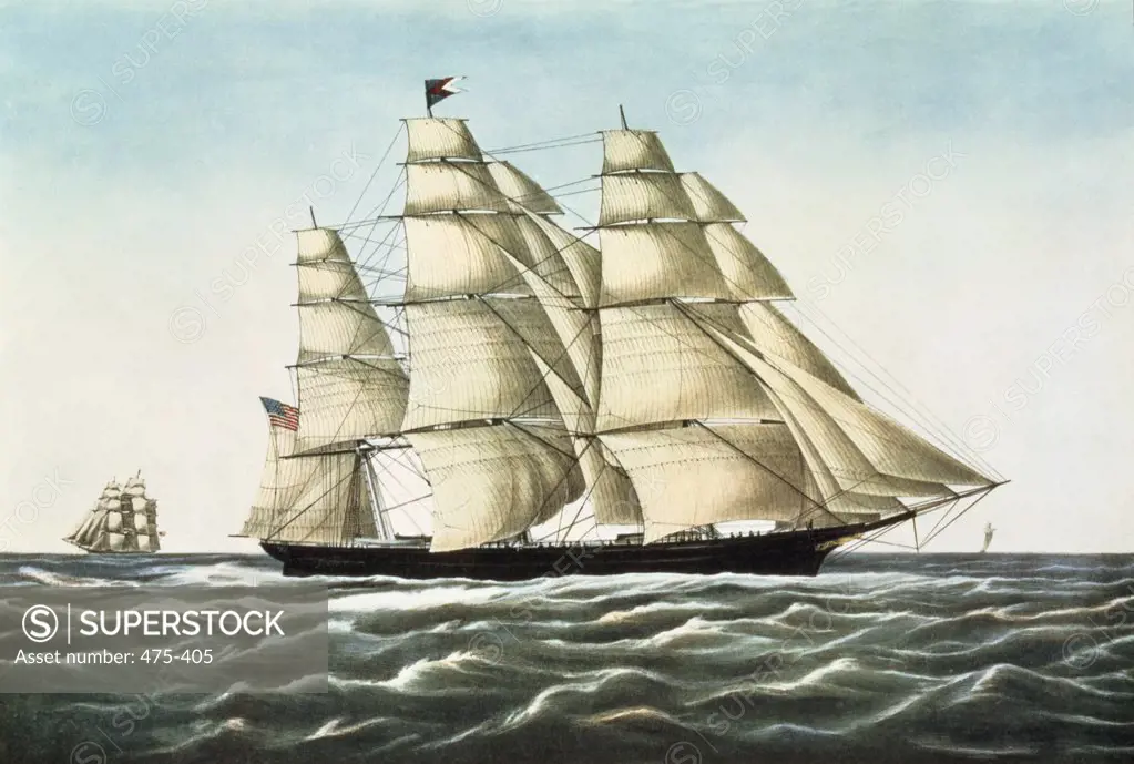Clipper Ship "Flying Cloud" 1852 Currier & Ives (1834-1907 American) Lithograph Private Collection