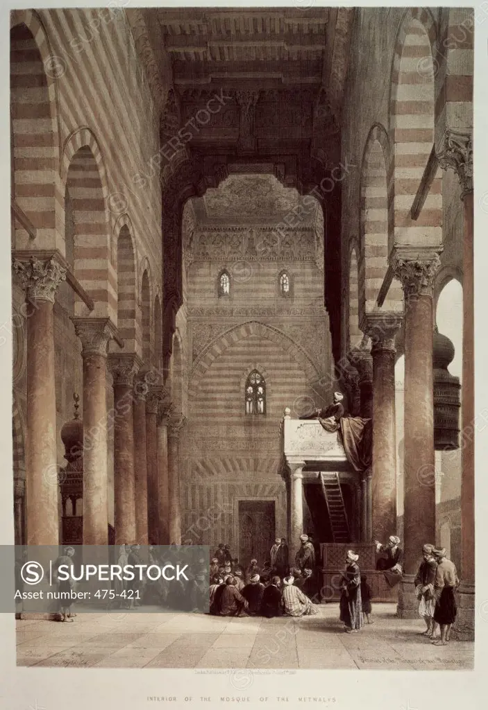 Interior of Mosque of the Metwalys David Roberts (1796-1864 Scottish) Lithograph