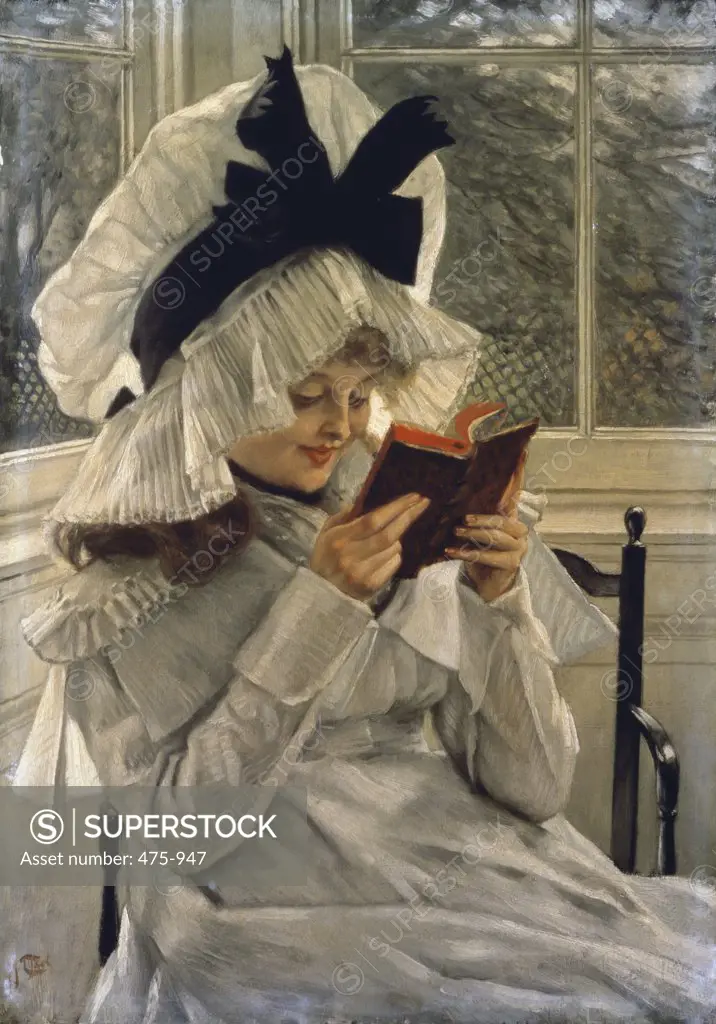 Reading a Book  James Tissot (1836-1902 French) Christie's Images, London, England
