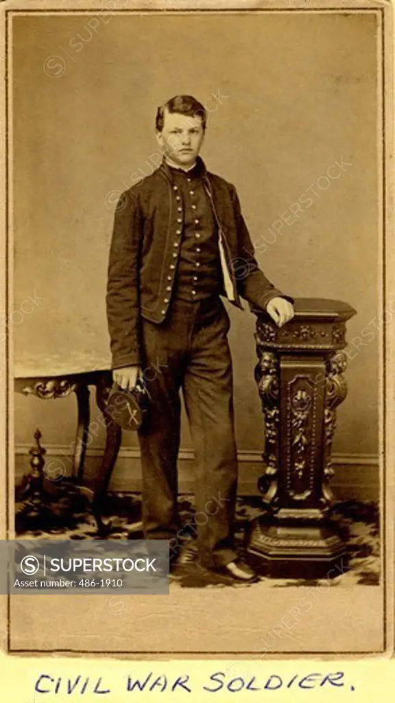 Portrait of man wearing Civil War Uniform