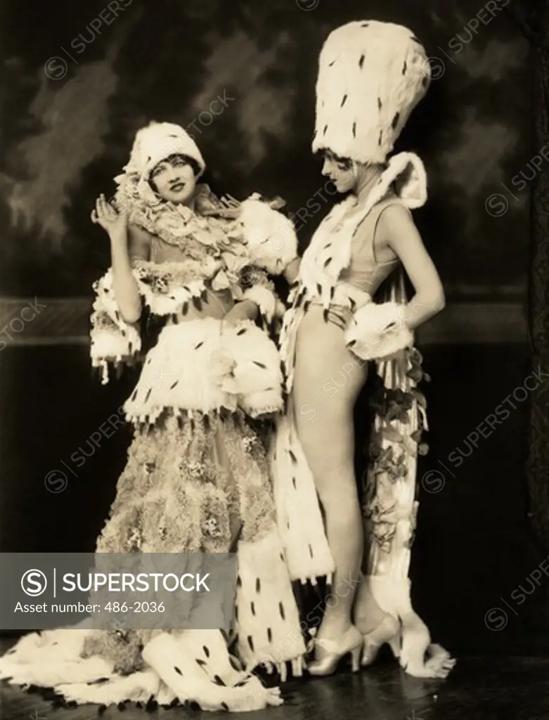 Portrait of two women in eccentric ermine costume
