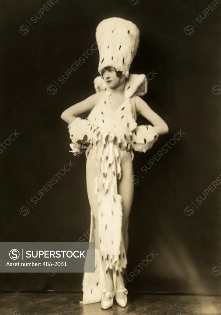 Portrait of woman in eccentric ermine costume
