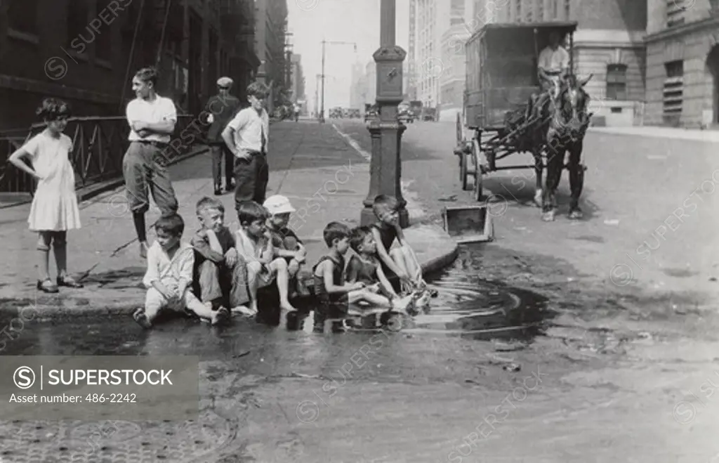 USA, New York City, Lower East Side, Children Hanging Out In Street, Ca 1926