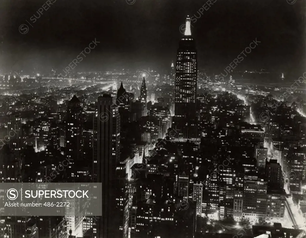 USA, New York City, Skyline At Night