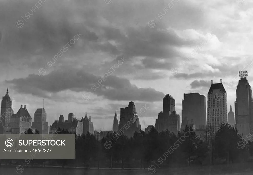 USA, New York City, 57th St Skyline From Central Park