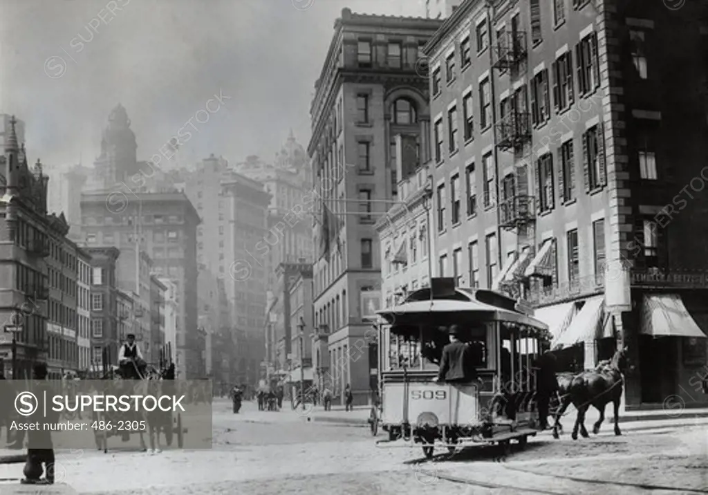 USA, New York City, Water Street Looking West On Broad Street, 1910
