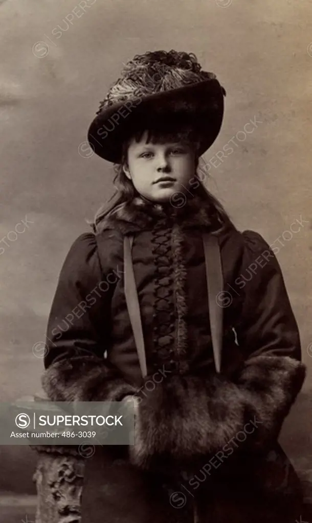 USA, New York, New York City, Portrait of girl, 1888