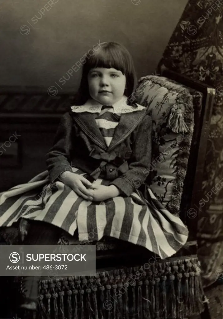 USA, New York, New York City, Portrait of girl, 1885