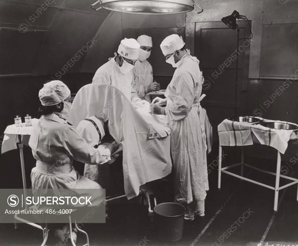Aleutian Island, Attu, Surgery on boar of navy frontier, 1944