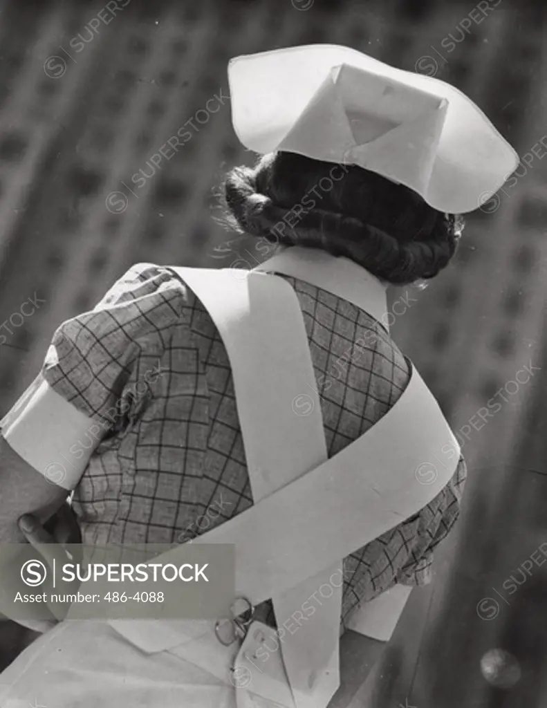 USA, New York State, New York City, Rear view of student nurse from New York hospital