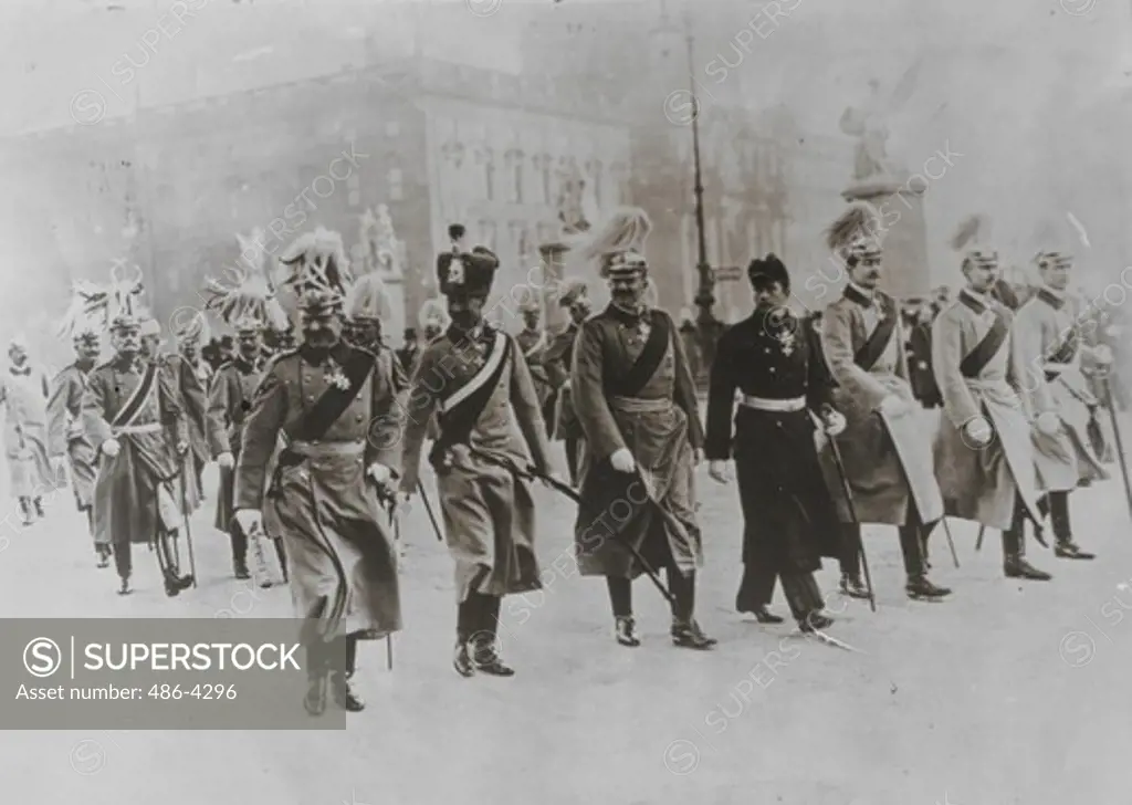 Germany, Berlin, Kaiser Wilhelm II (1859-1941) and his six sons in parade