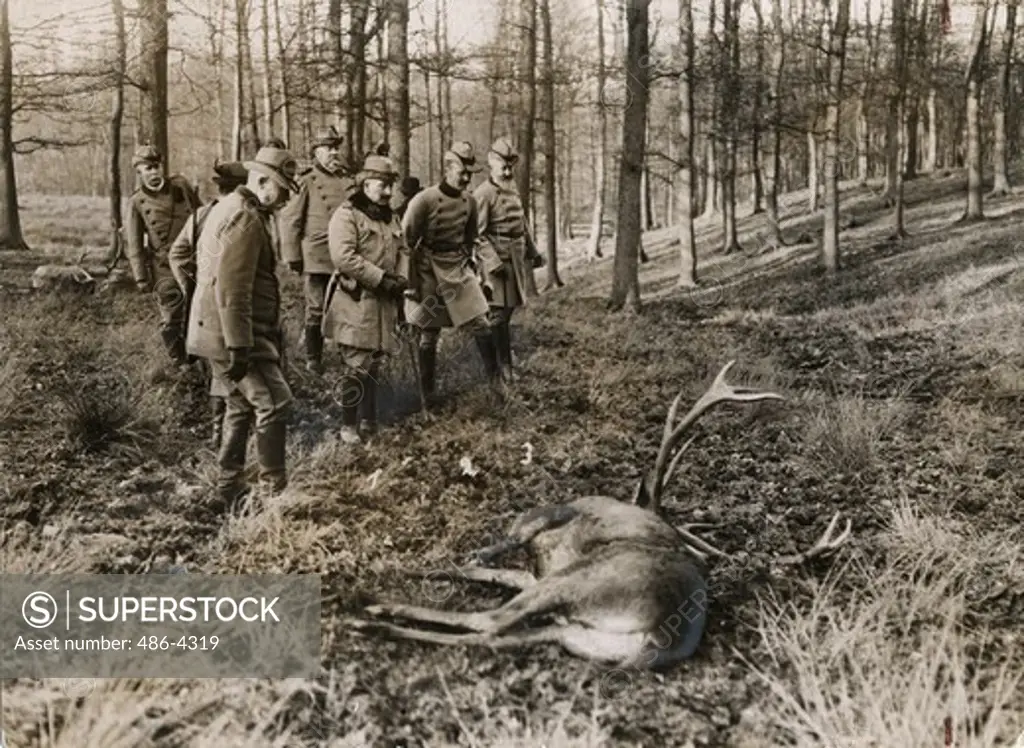 Kaiser Wilhelm II (1859-1941) hunting deer
