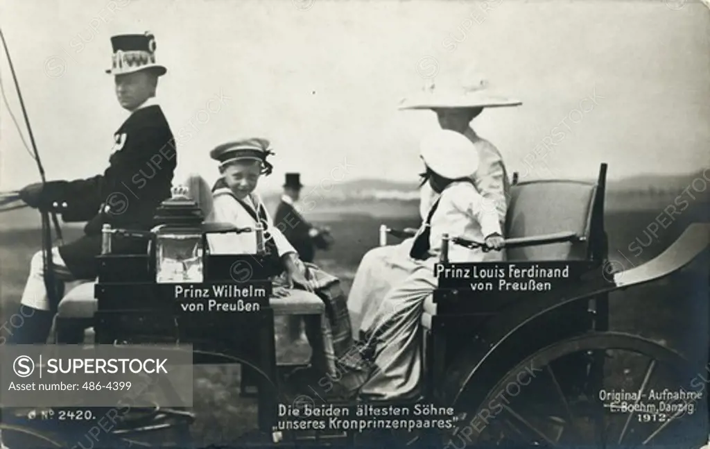 Prince Wilhelm and Prince Louis Ferdinand of Germany in carriage