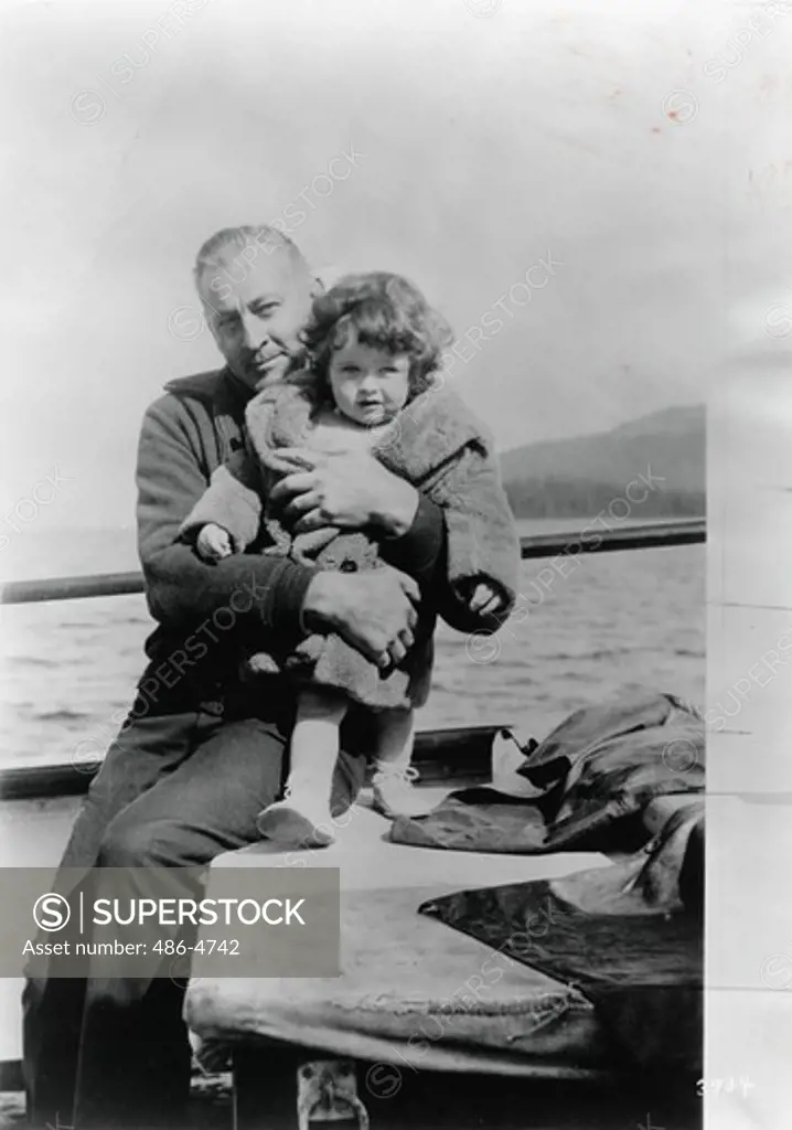 John Barrymore and his son John jr, snapped during Barrymore hunting and fishing trip to Alaska