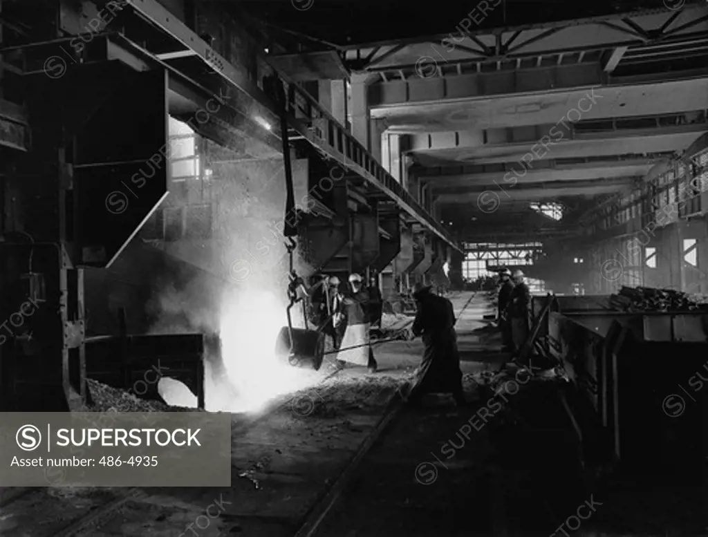 Luxembourg, Men working in steel mill