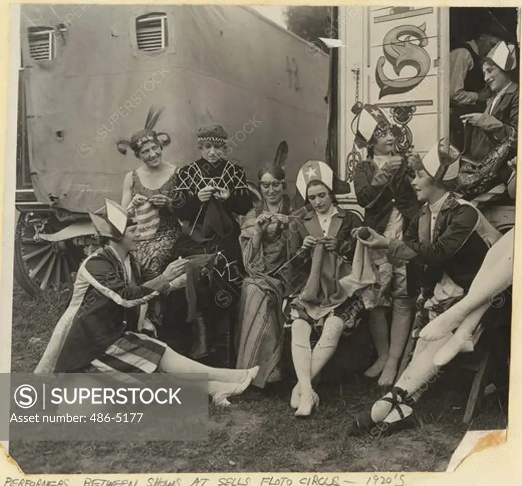 Performance between shows at Sells Floto Circus, 1920's