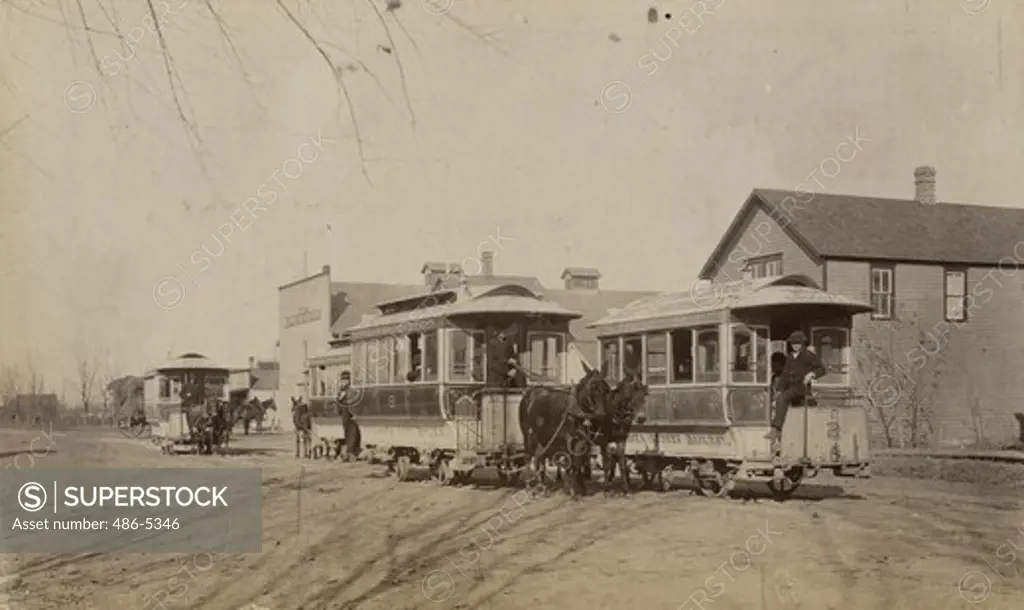 USA, Kansas, Wichita, R R streetcars, Trolley car, 1890