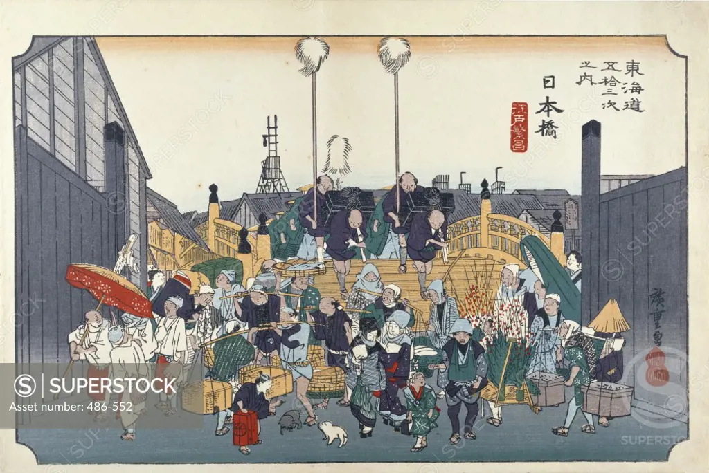 Nihonbashi, Daimyo's Cortege From: "Fifty-Three Stations on the Tokaido" 1834  Ando Hiroshige (1797-1858/Japanese) Woodblock print Culver Pictures Inc.