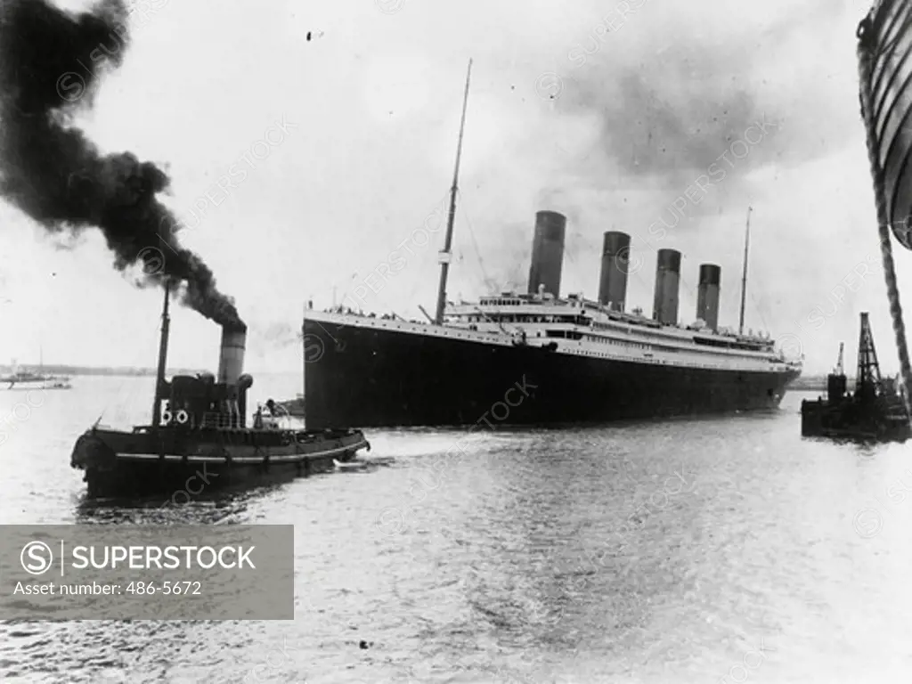 UK, Hampshire, RMS Titanic leaving Southampton, 1912