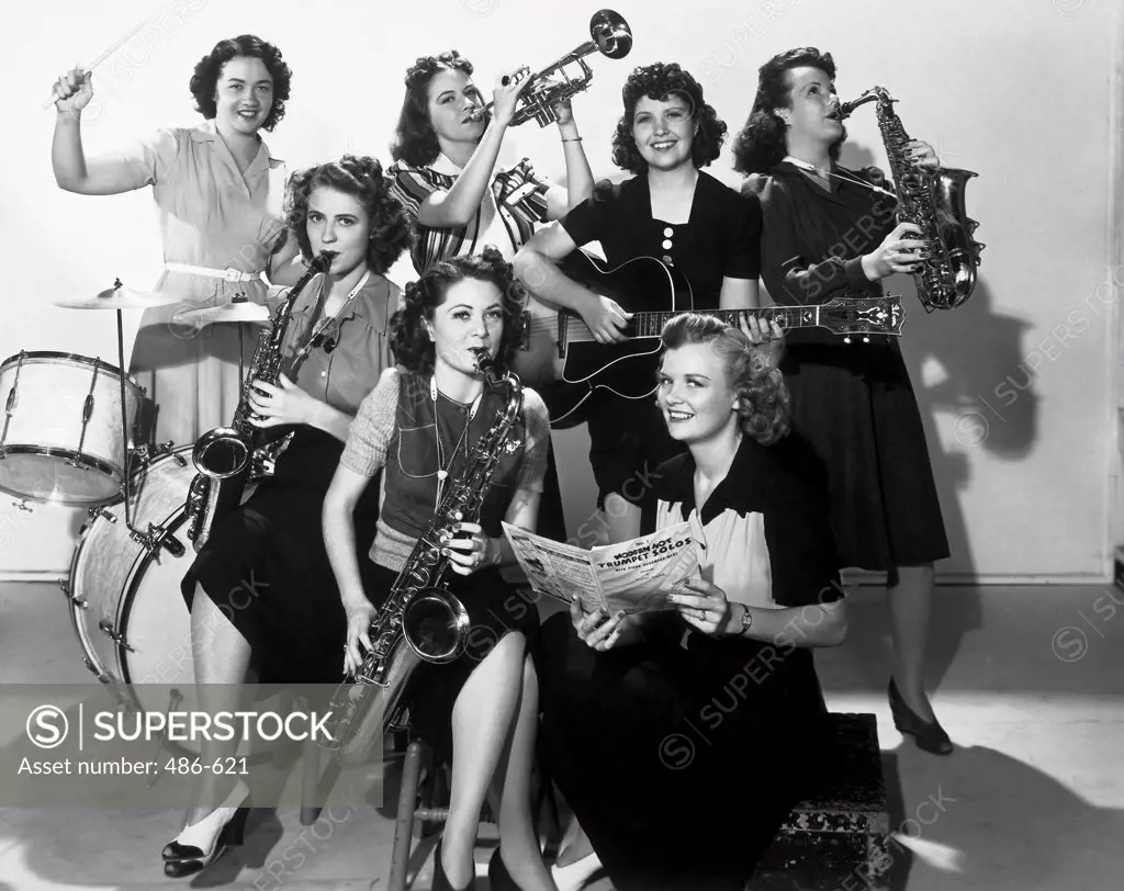 Group of women playing musical instruments