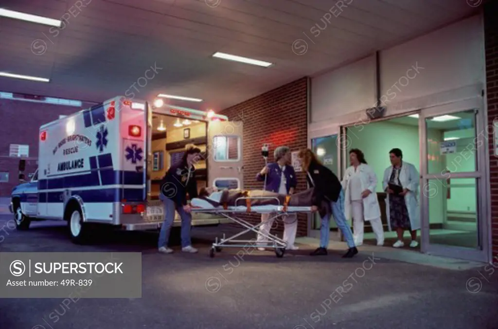 Paramedics at a hospital