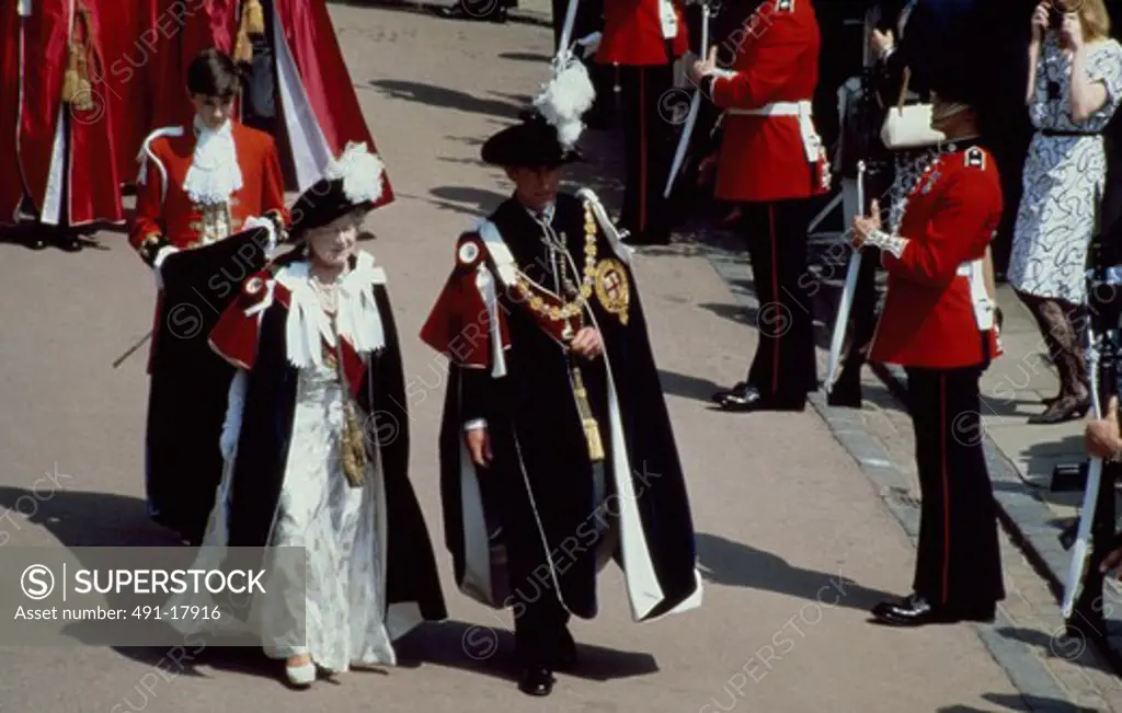 Prince Charles and Queen Mother, Garter Ceremony, 1987