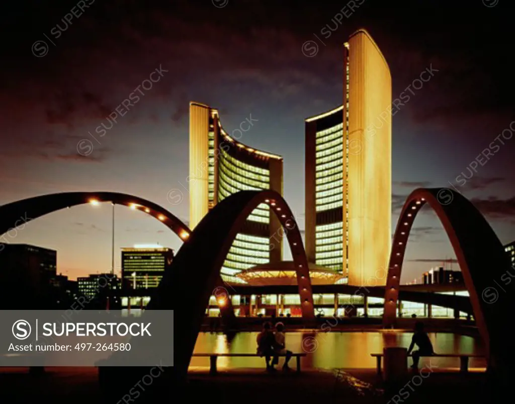 City Hall lit up at night, Kingston, Ontario, Canada