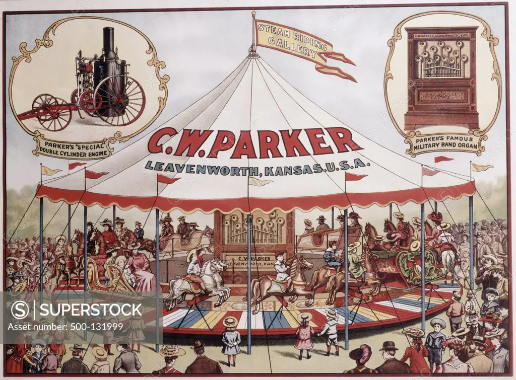 USA, Kansas, Leavenworth, C.W. Parker, carousel, poster