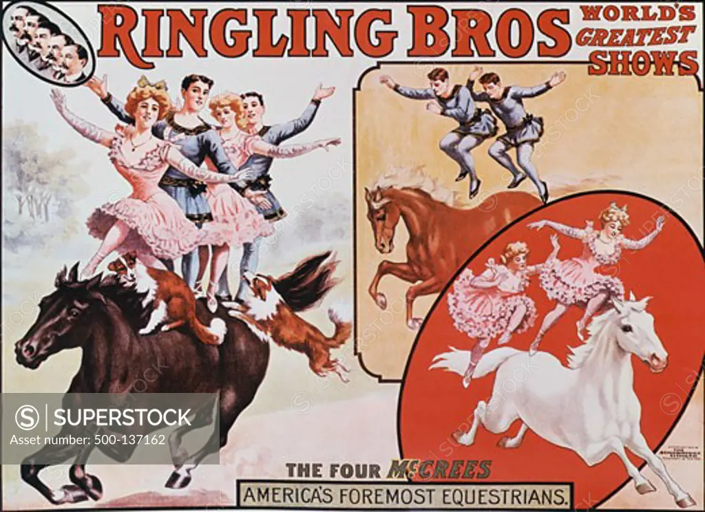 Ringling Bros, The Four McCree's, poster, Nostalgia UK, 500