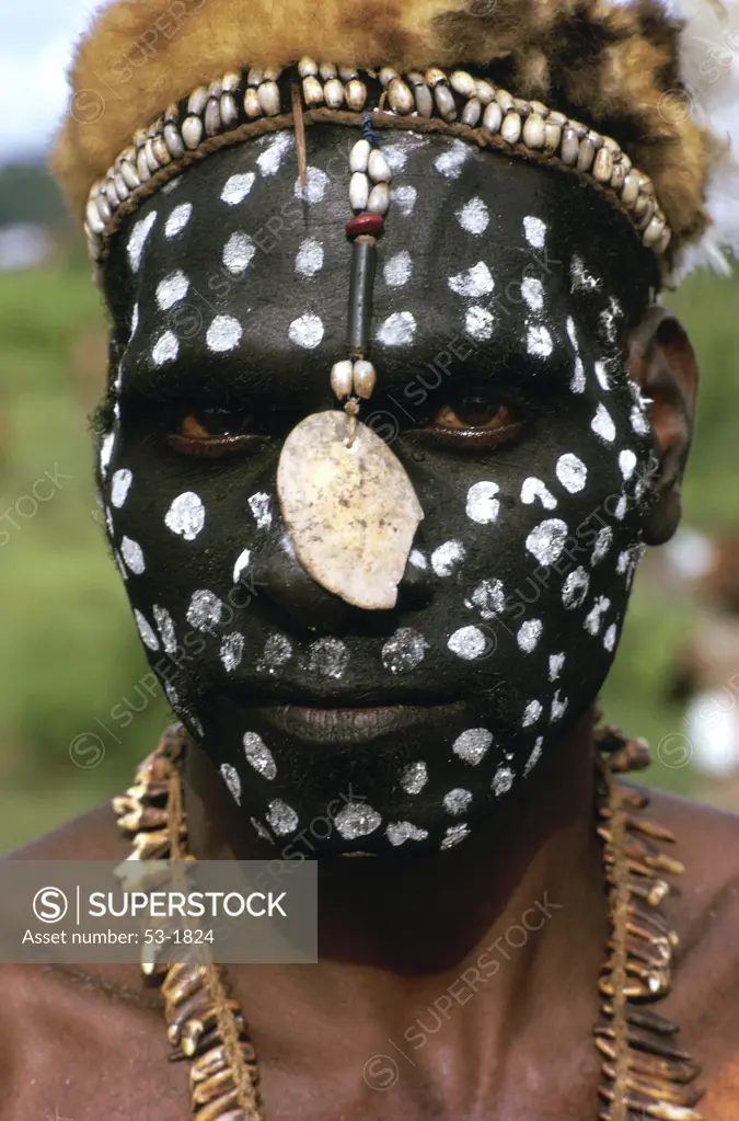 Close-up of a man, Irian Jaya, New Guinea, Indonesia