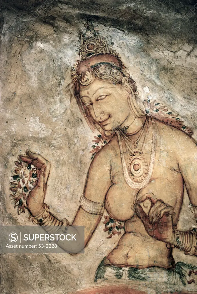 Portrait Of A Lady Sigiriya Rock Fresco, Sri Lanka (Ceylon) 5th Century Asian Art Fresco