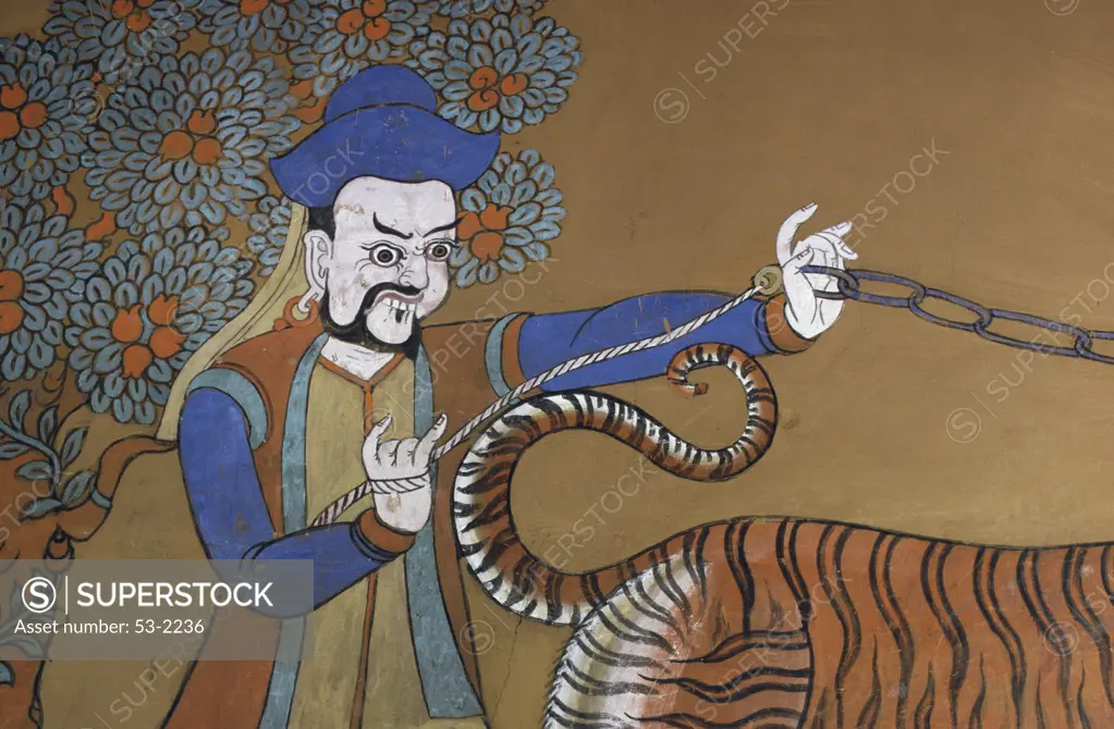 Buddhist Painting Detail in Paro Dzong, Bhutan Asian Art