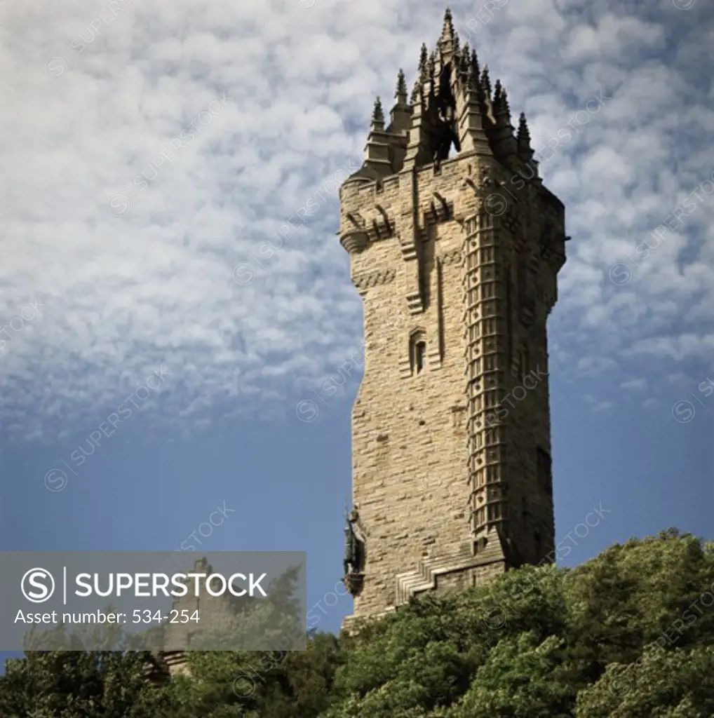 Low angle view of a tower, Wallace Monument, Stirling, Scotland