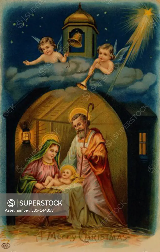 Nativity with Angels Nostalgia Cards