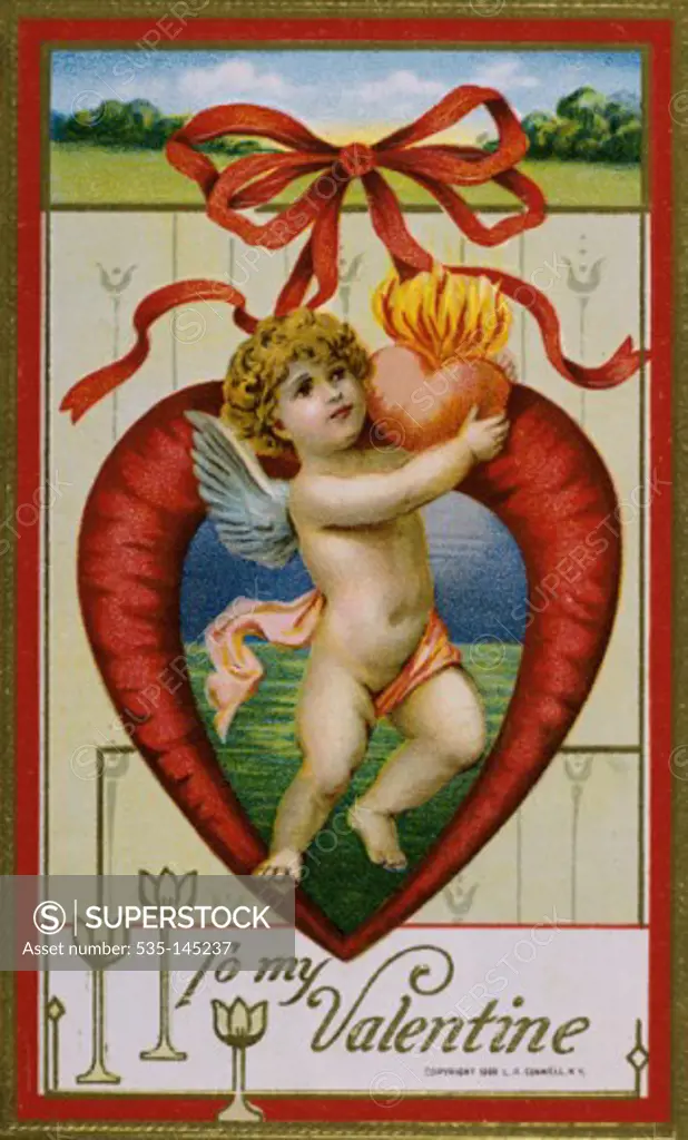 Cupid with Fiery Heart 1909 Nostalgia Cards 