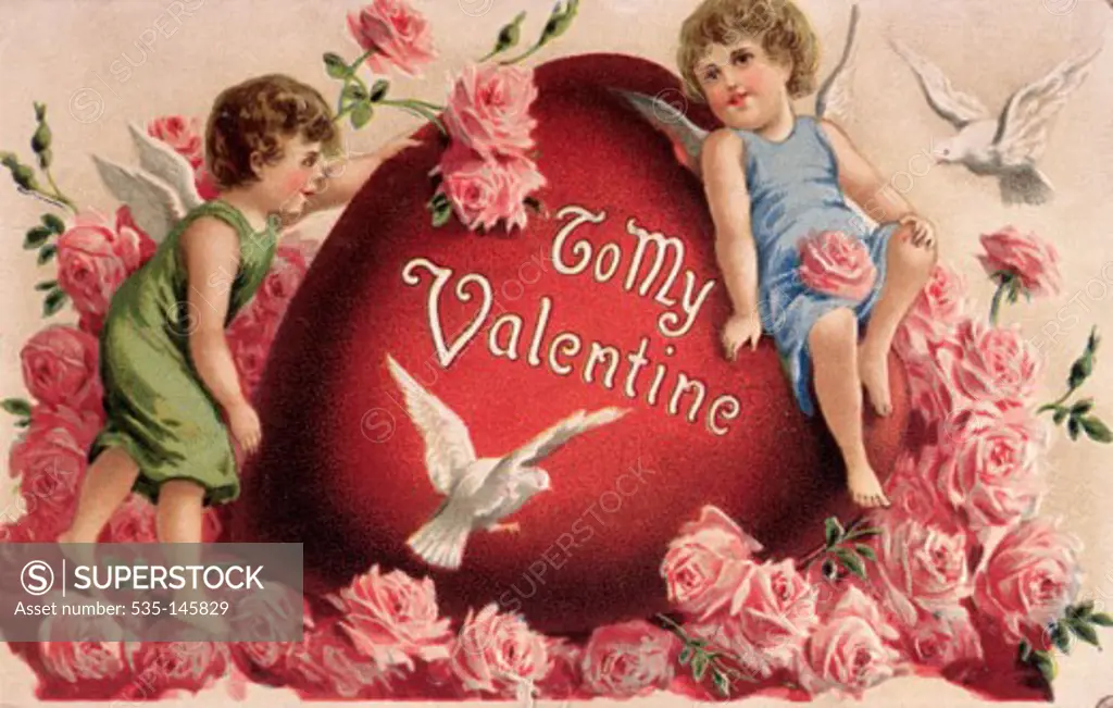 Cupids and Doves 1912 Nostalgia Cards Illustration