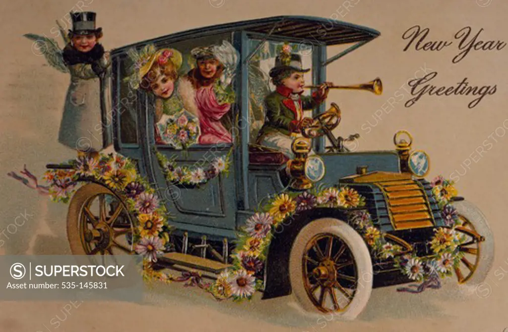 New Year Greetings, Nostalgia Cards, 1907